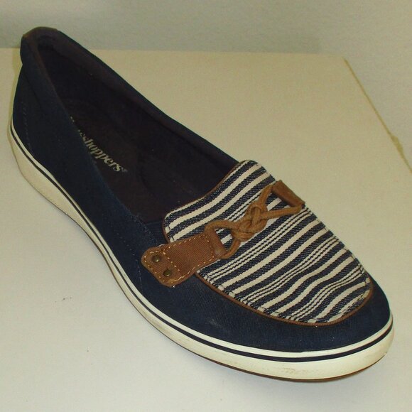 Grasshoppers Ortholite Womens Navy Blue Canvas Flat Loafers - Size 9.5M - Picture 3 of 8